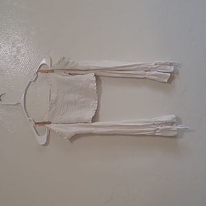 Peach Love Off the Shoulder Long Sleeve Rusched Top